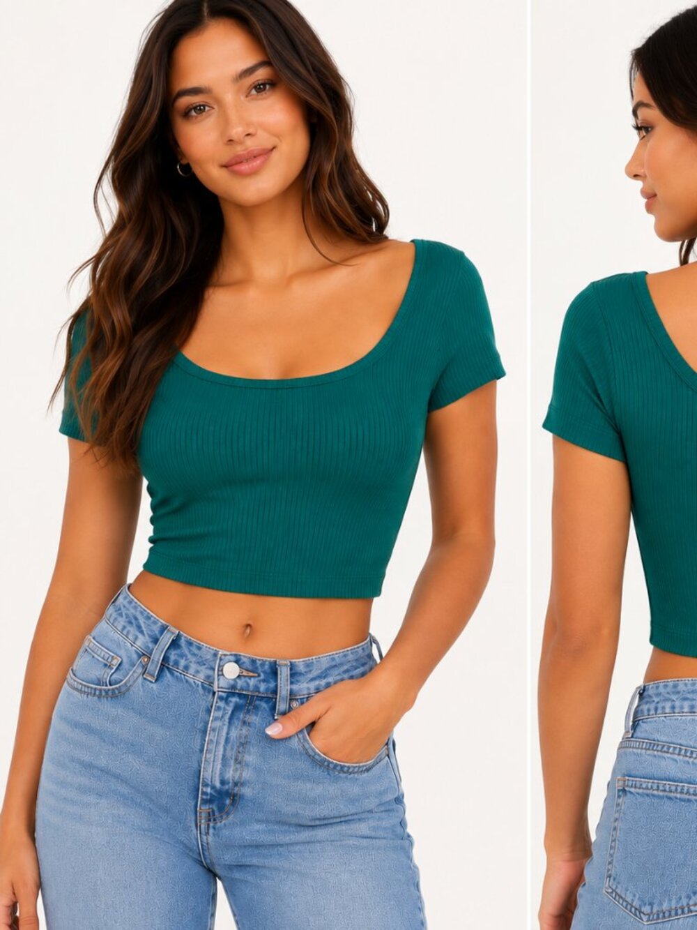 Victoria’s Secret PINK Green Ribbed Crop Top Size Large NWT